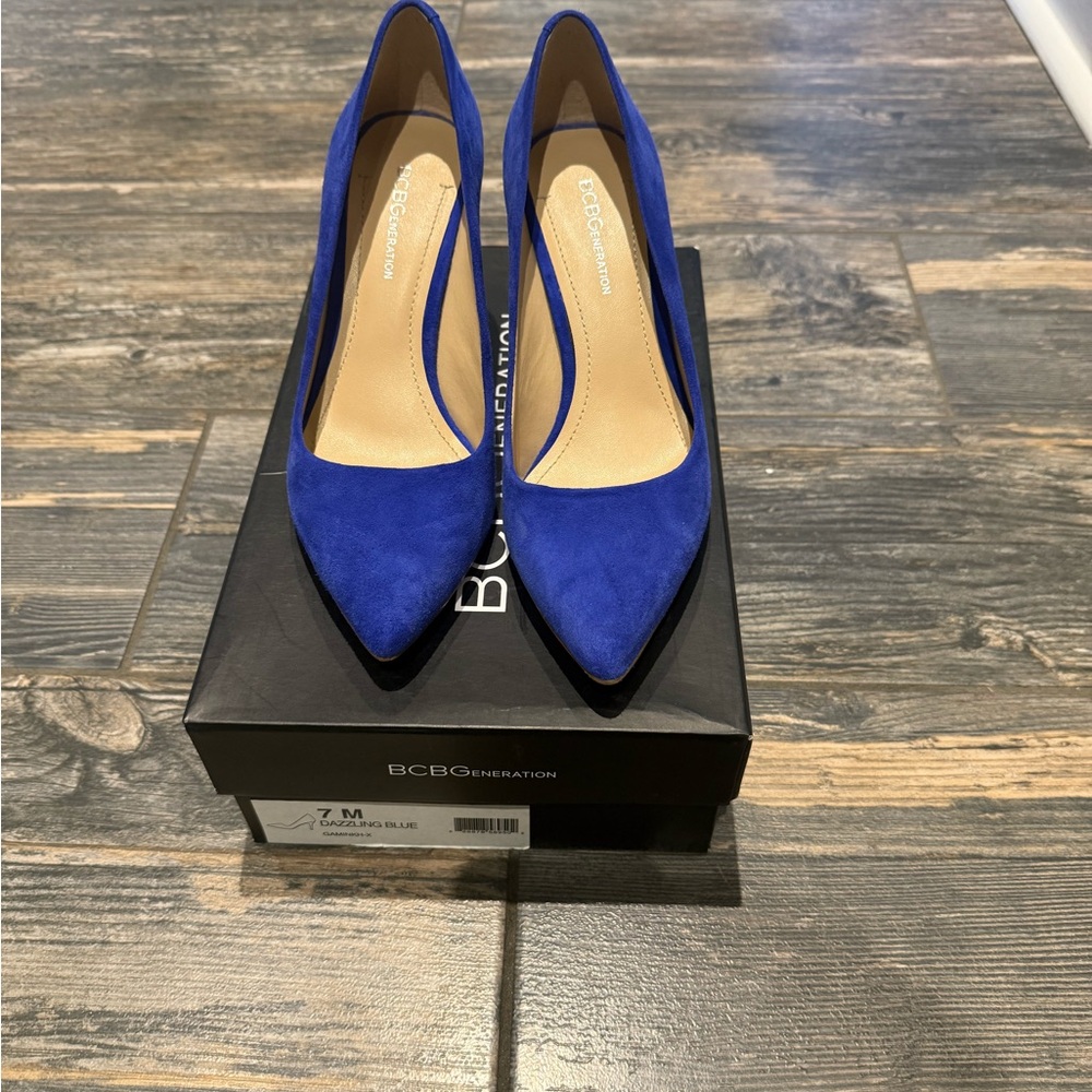 BCBGeneration Cobalt Blue Suede Pointed-Toe Pumps